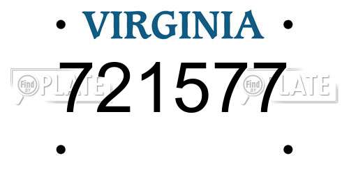 721577 Virginia License Plate