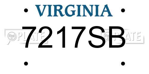 7217SB Virginia License Plate