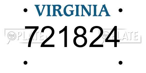 721824 Virginia License Plate