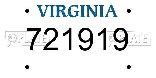 721919 Virginia License Plate