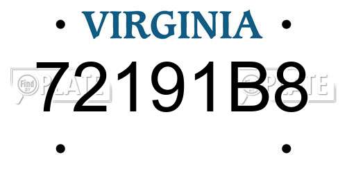 72191B8 Virginia License Plate