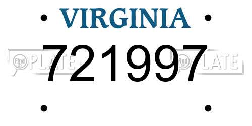 721997 Virginia License Plate