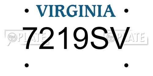 7219SV Virginia License Plate