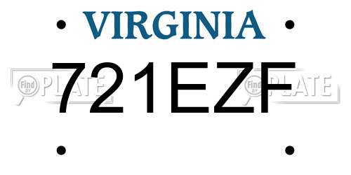 721EZF Virginia License Plate