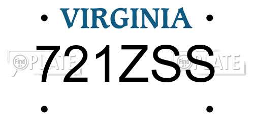 721ZSS Virginia License Plate