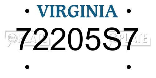 72205S7 Virginia License Plate