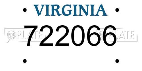722066 Virginia License Plate