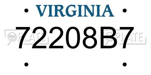 72208B7 Virginia License Plate