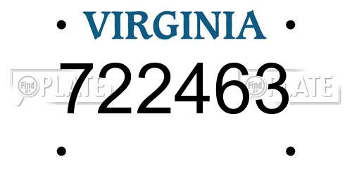 722463 Virginia License Plate
