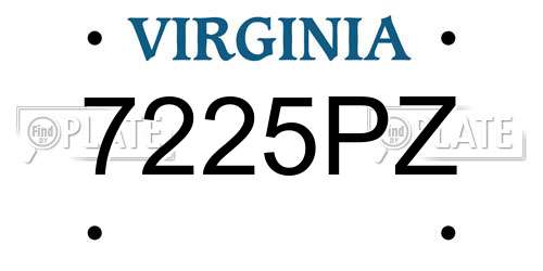 7225PZ Virginia License Plate