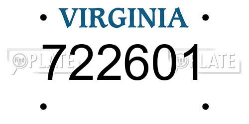 722601 Virginia License Plate