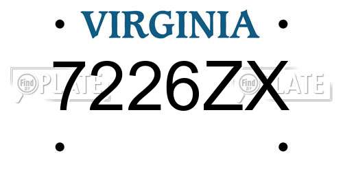 7226ZX Virginia License Plate