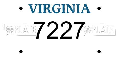 7227 Virginia License Plate