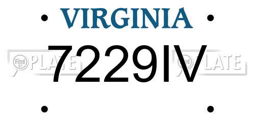 7229IV Virginia License Plate