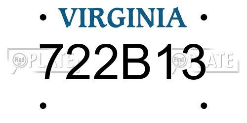 722B13 Virginia License Plate