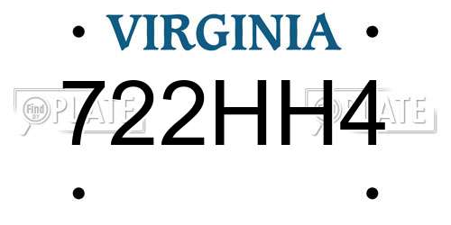 722HH4 Virginia License Plate