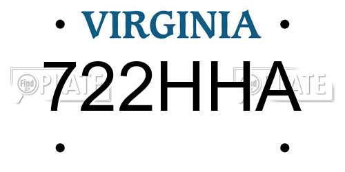 722HHA Virginia License Plate