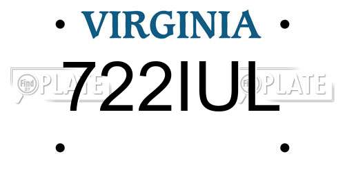 722IUL Virginia License Plate