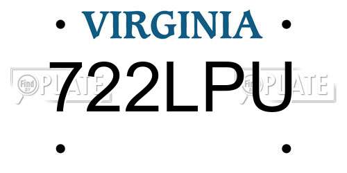 722LPU Virginia License Plate