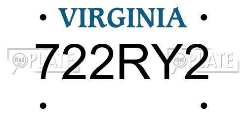722RY2 Virginia License Plate