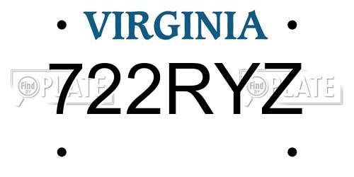 722RYZ Virginia License Plate