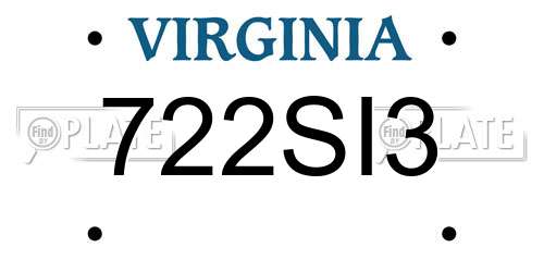 722SI3 Virginia License Plate