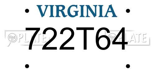 722T64 Virginia License Plate