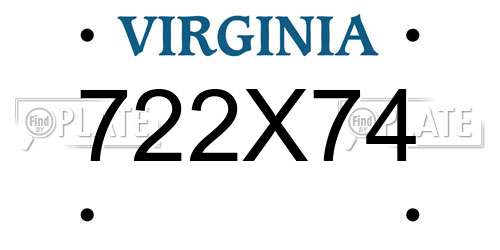 722X74 Virginia License Plate