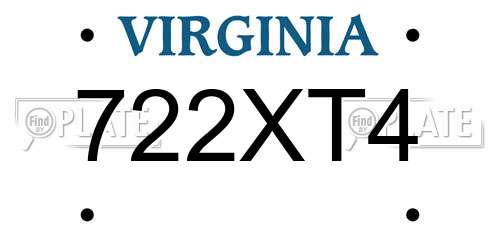 722XT4 Virginia License Plate