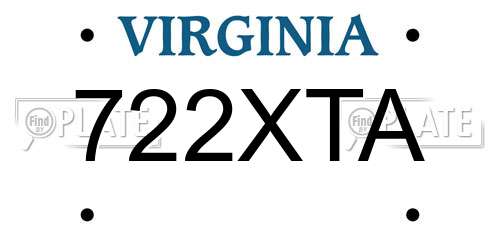 722XTA Virginia License Plate