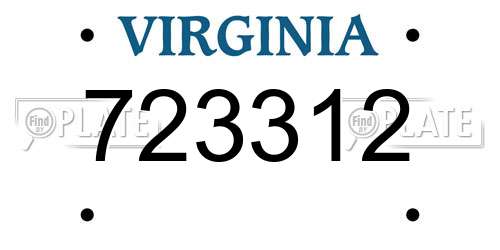 723312 Virginia License Plate