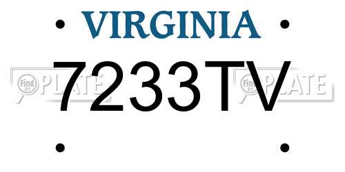 7233TV Virginia License Plate