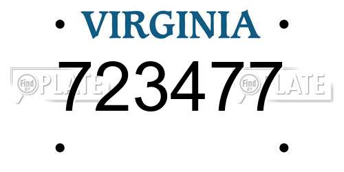 723477 Virginia License Plate