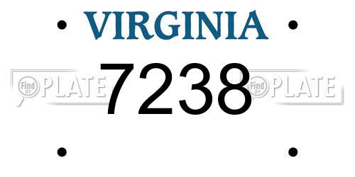 7238 Virginia License Plate