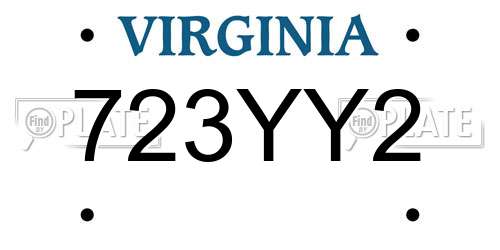 723YY2 Virginia License Plate
