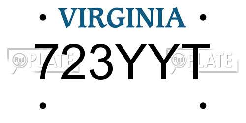 723YYT Virginia License Plate