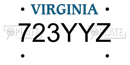 723YYZ Virginia License Plate