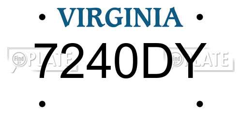 7240DY Virginia License Plate