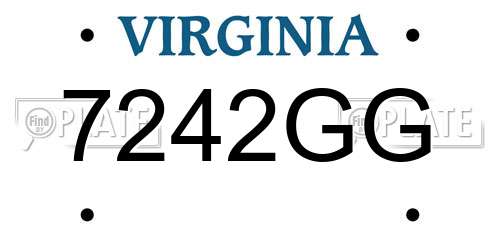 7242GG Virginia License Plate