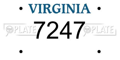 7247 Virginia License Plate