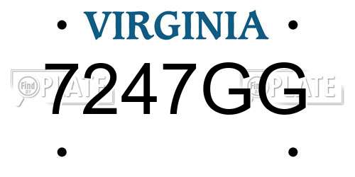 7247GG Virginia License Plate