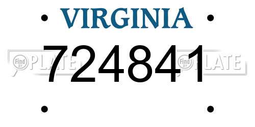 724841 Virginia License Plate