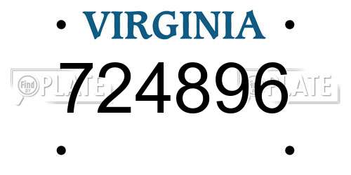724896 Virginia License Plate