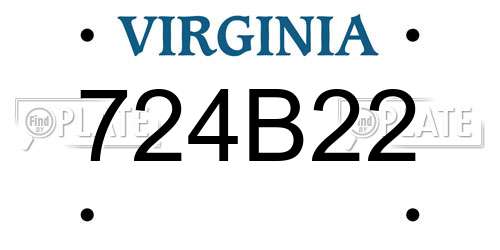 724B22 Virginia License Plate