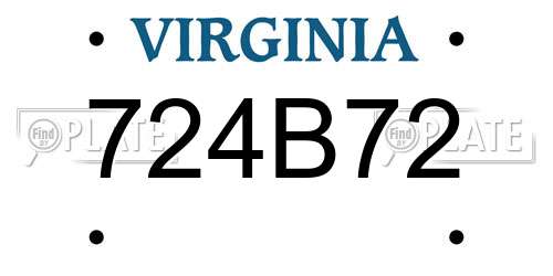 724B72 Virginia License Plate