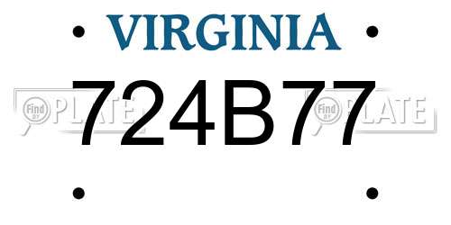 724B77 Virginia License Plate