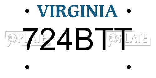 724BTT Virginia License Plate