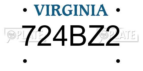 724BZ2 Virginia License Plate