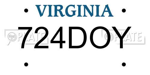 724DOY Virginia License Plate