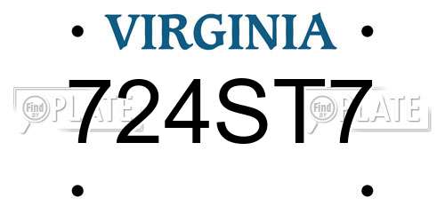 724ST7 Virginia License Plate